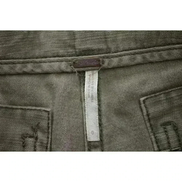 Free People Raw Patched Cutoff Shorts Frayed Hem Military Olive Green Size 0 - Picture 8 of 12